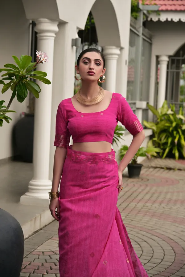 Pink_Jute_Silk_Saree_For_Women