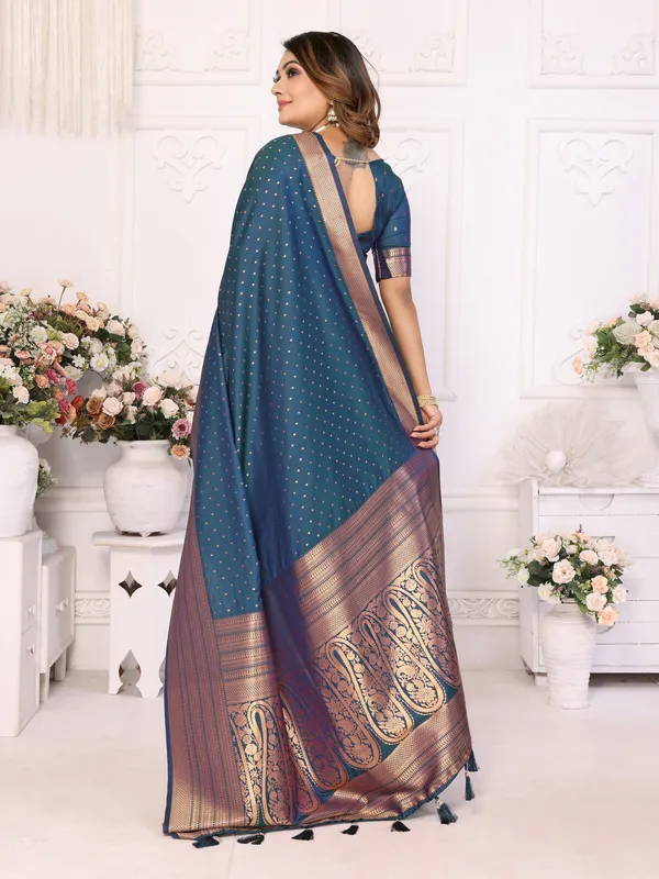 Teal_Art_Silk_Saree_For_Women