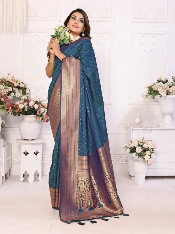 Teal_Art_Silk_Saree_For_Women