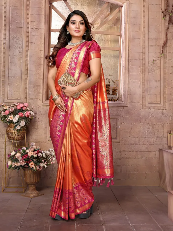 Orange_Tissue_Saree_For_Women