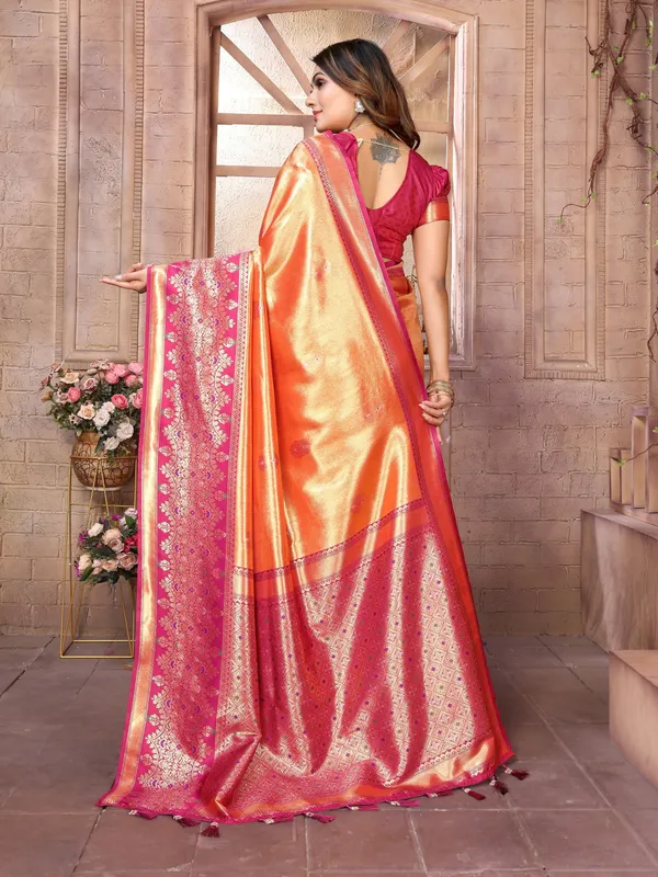 Orange_Tissue_Saree_For_Women