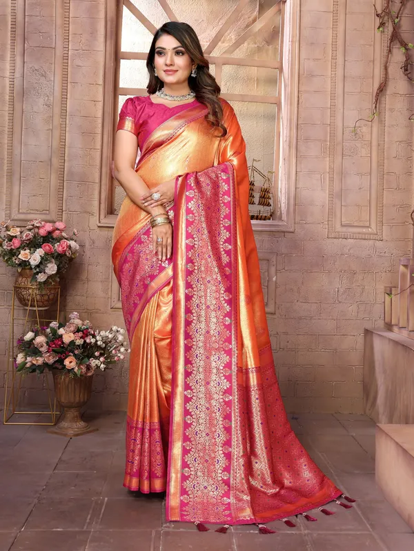 Orange_Tissue_Saree_For_Women