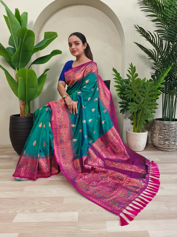 Green_And_Pink_Art_Silk_Saree_For_Women