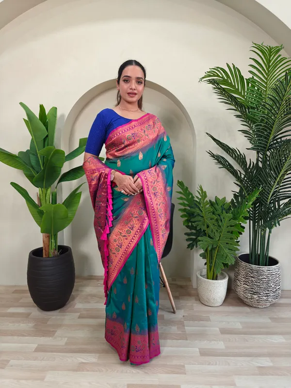 Green_And_Pink_Art_Silk_Saree_For_Women