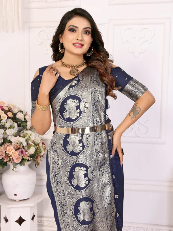 Navy_Blue_Art_Silk_Saree_For_Women