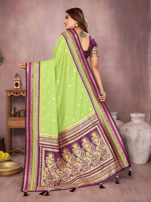 Lime_Green_Art_Silk_Saree_For_Women