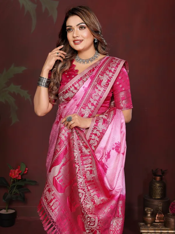 Pink_Satin_Saree_For_Women