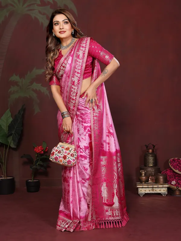 Pink_Satin_Saree_For_Women