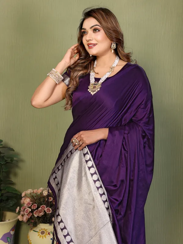Purple_Satin_Saree_For_Women