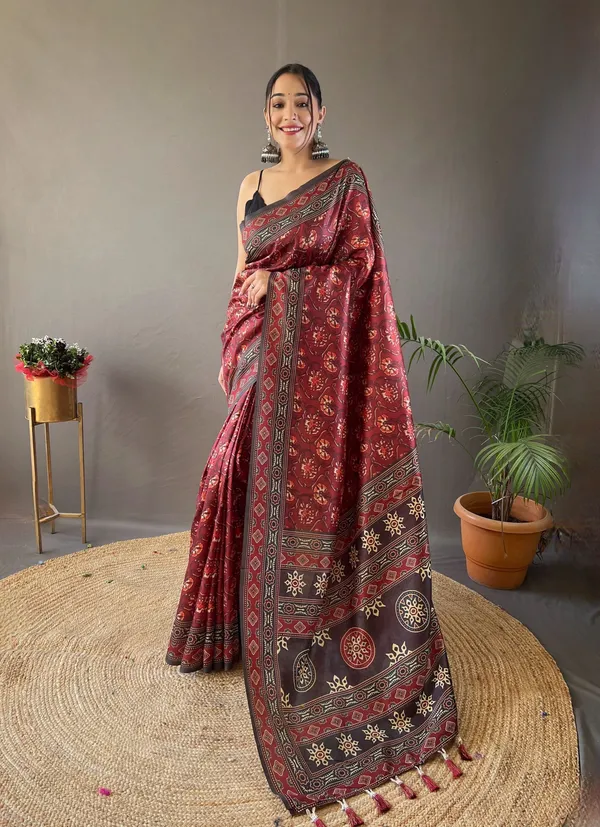 Maroon_Art_Silk_Saree_For_Women