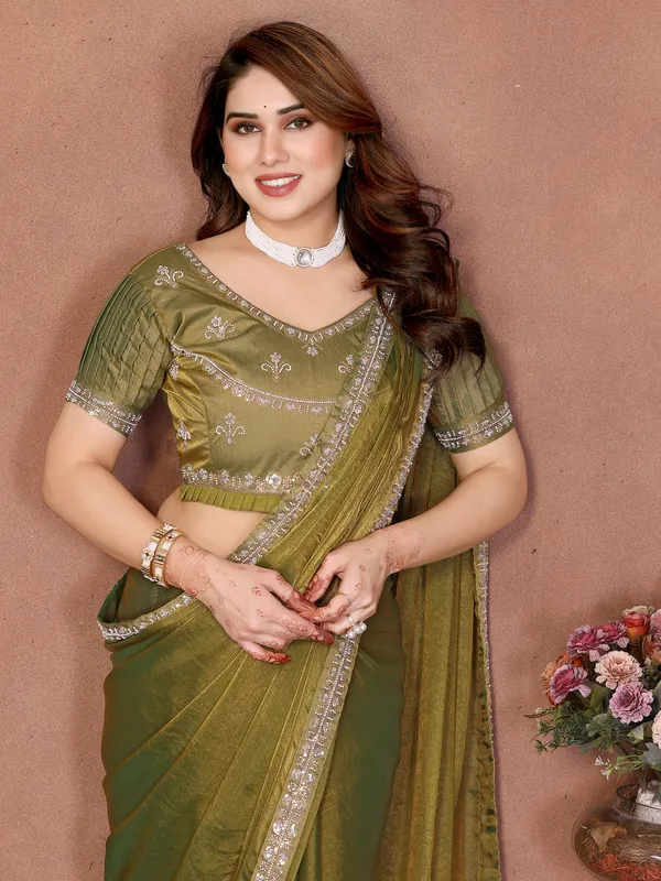 Olive_Pure_Chiffon_Saree_For_Women