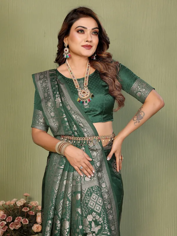 Green_Satin_Saree_For_Women
