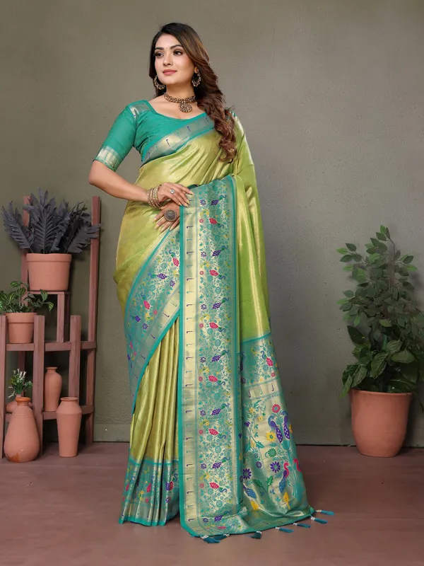 Lime_Green_Tissue_Saree_For_Women