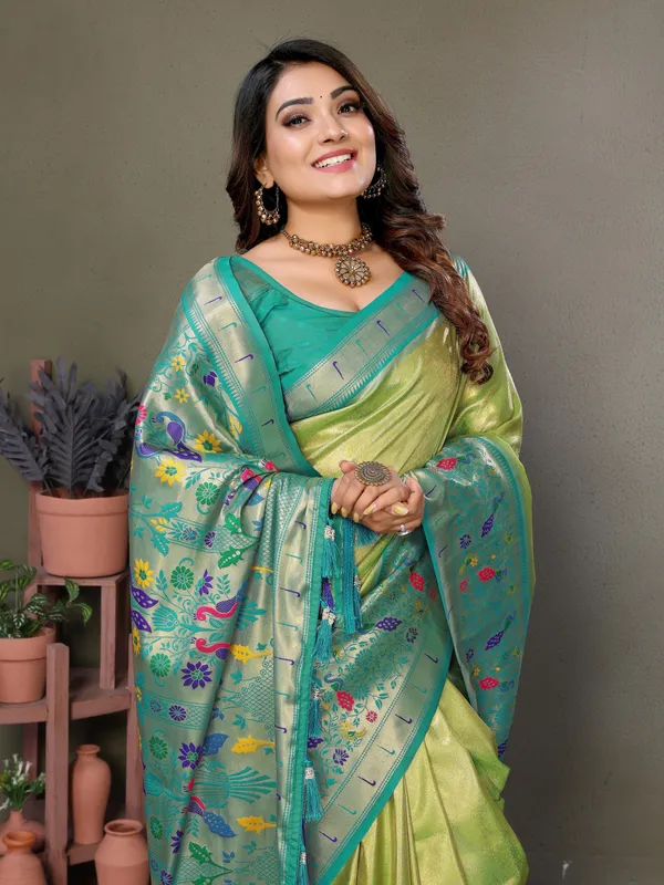 Lime_Green_Tissue_Saree_For_Women