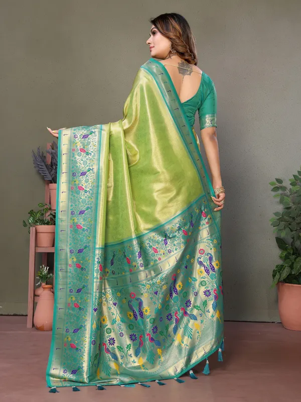 Lime_Green_Tissue_Saree_For_Women