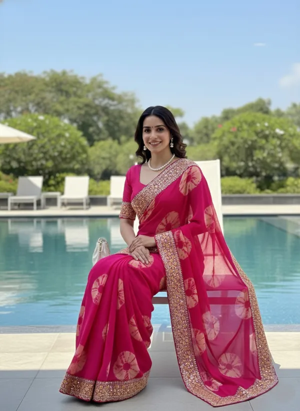 Fuchsia_Pure_Georgette_Saree_For_Women