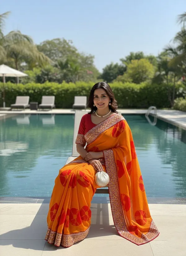 Orange_Pure_Georgette_Saree_For_Women