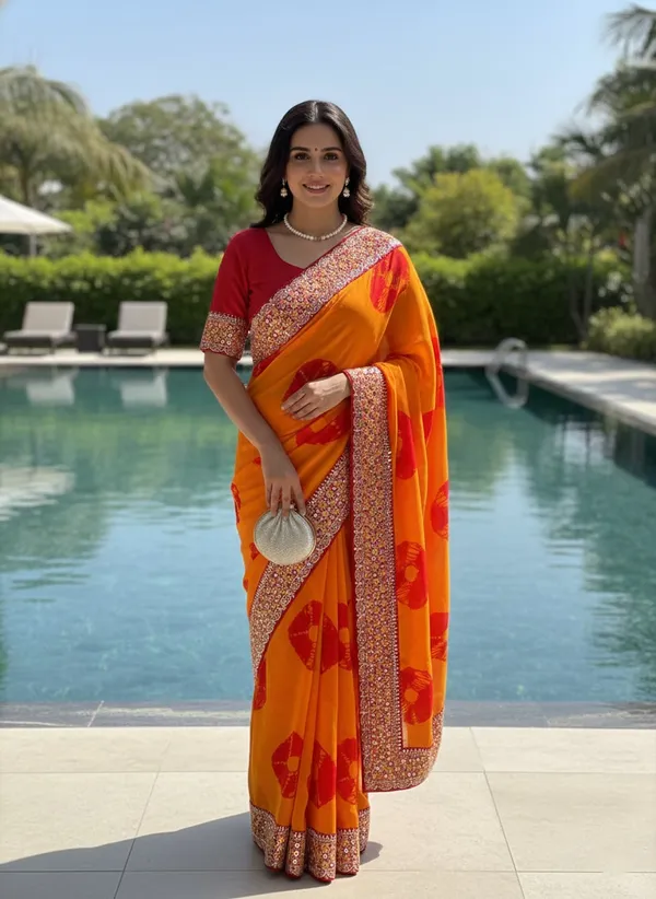 Orange_Pure_Georgette_Saree_For_Women