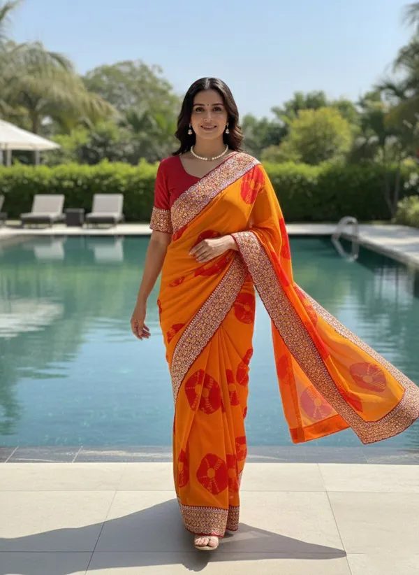 Orange_Pure_Georgette_Saree_For_Women