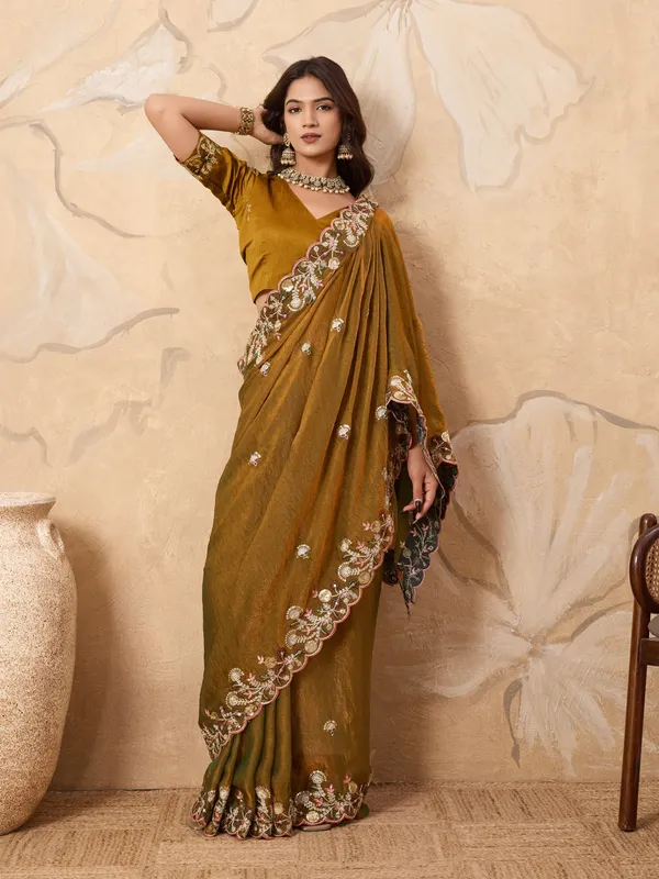 Mustard_Pure_Chiffon_Saree_For_Women