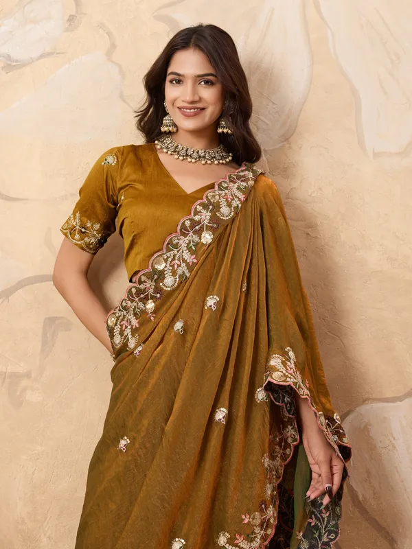 Mustard_Pure_Chiffon_Saree_For_Women
