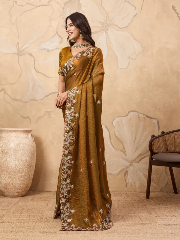 Mustard_Pure_Chiffon_Saree_For_Women