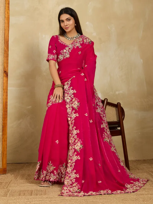 Fuchsia_Pure_Chiffon_Saree_For_Women