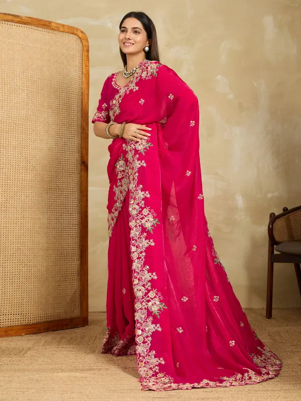 Fuchsia_Pure_Chiffon_Saree_For_Women