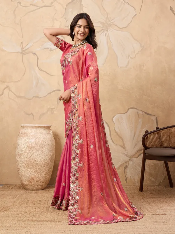 Pink_Pure_Chiffon_Saree_For_Women