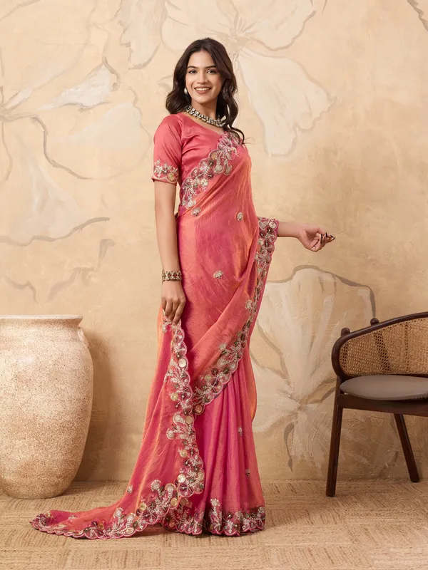 Pink_Pure_Chiffon_Saree_For_Women