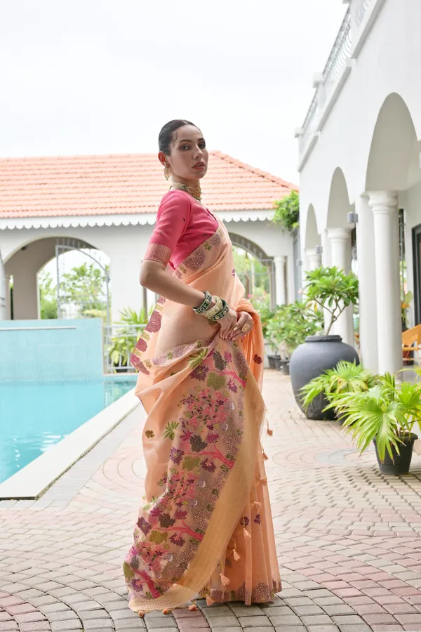 Orange_Pure_Cotton_Saree_For_Women