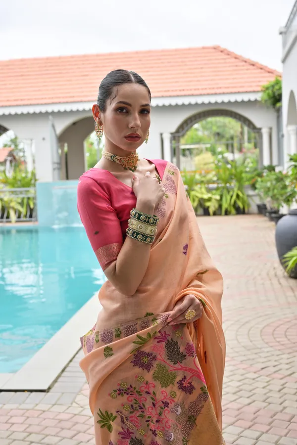 Orange_Pure_Cotton_Saree_For_Women