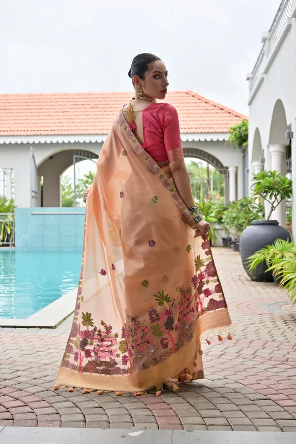 Orange_Pure_Cotton_Saree_For_Women