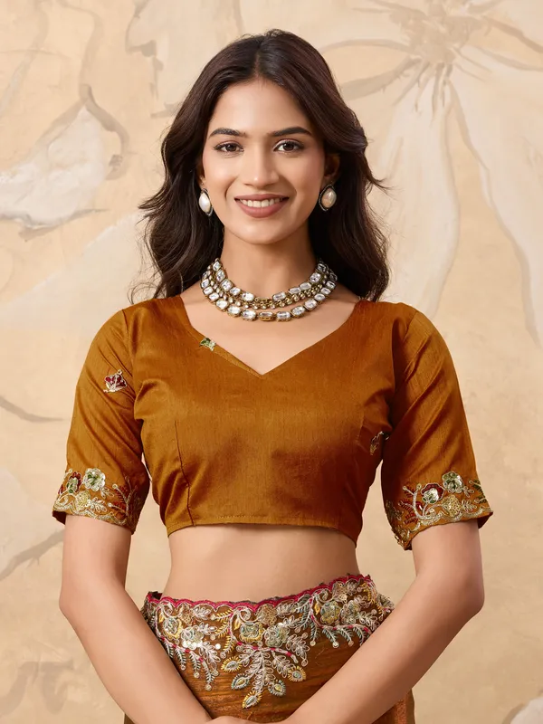 Gold_Toned_Pure_Chiffon_Saree_For_Women