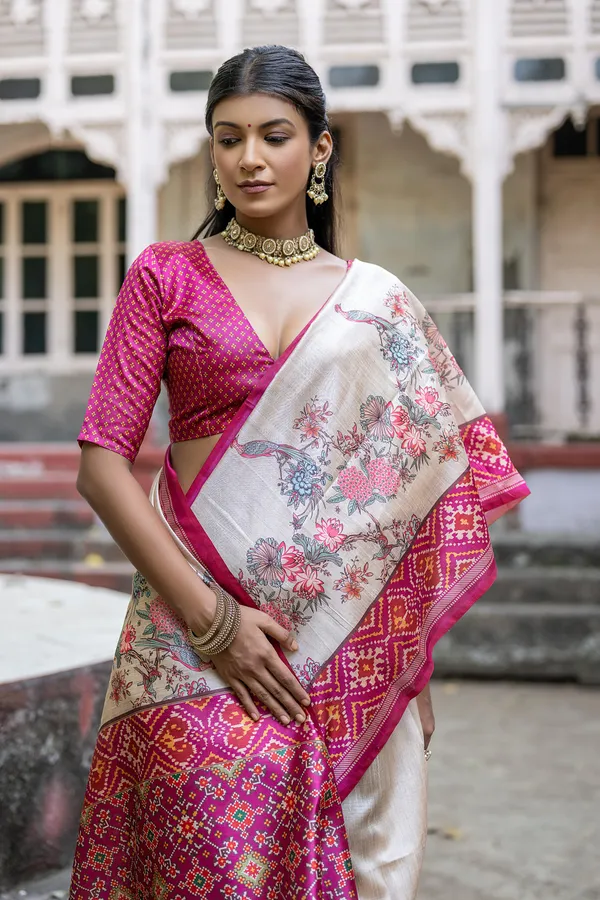 Pink_Silk_Blend_Saree_For_Women