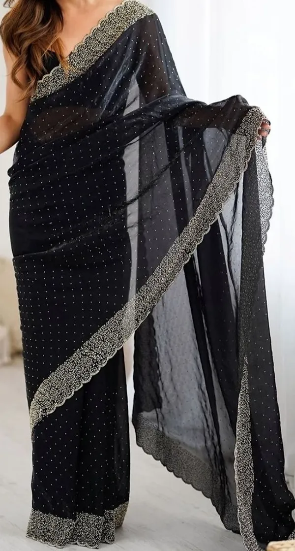 Black_Poly_Georgette_Saree_For_Women