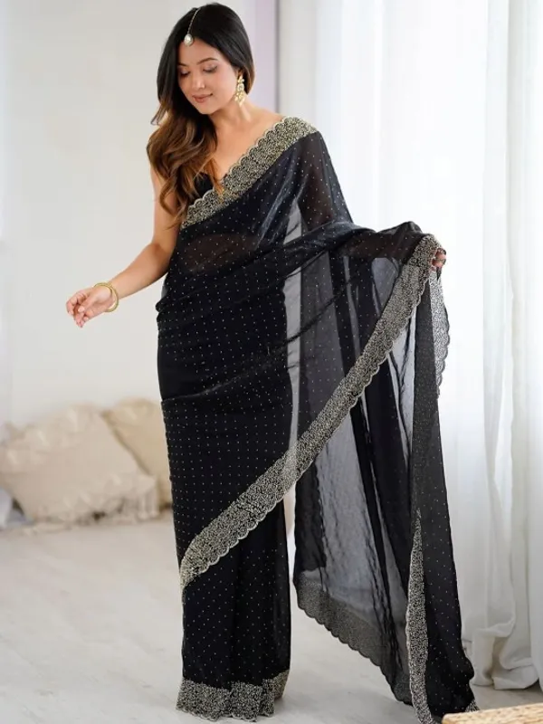 Black_Poly_Georgette_Saree_For_Women