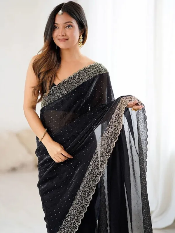 Black_Poly_Georgette_Saree_For_Women