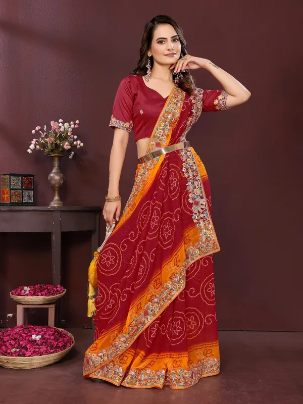Maroon_Poly_Georgette_Saree_For_Women