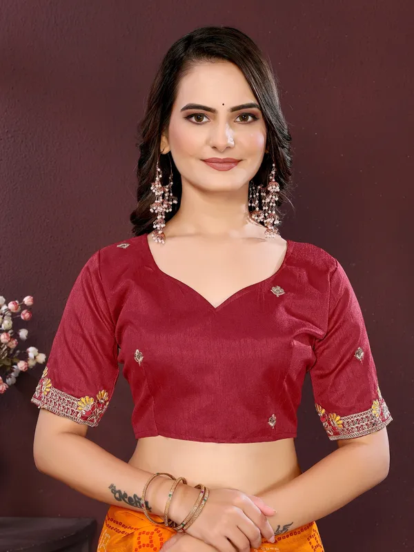 Maroon_Poly_Georgette_Saree_For_Women