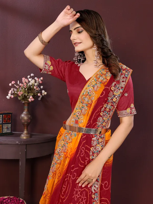 Maroon_Poly_Georgette_Saree_For_Women