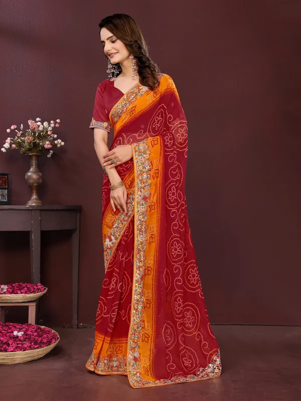 Maroon_Poly_Georgette_Saree_For_Women