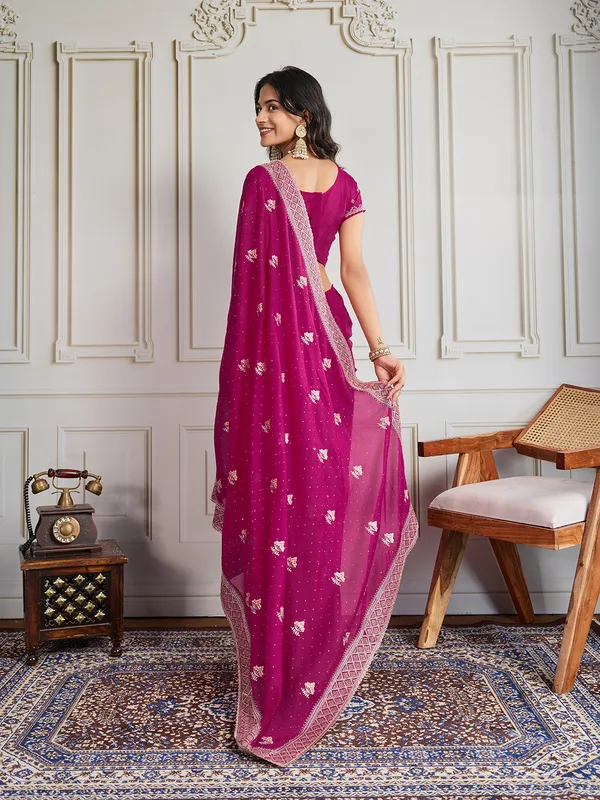 Magenta_Poly_Georgette_Saree_For_Women