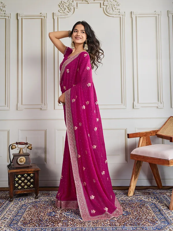 Magenta_Poly_Georgette_Saree_For_Women