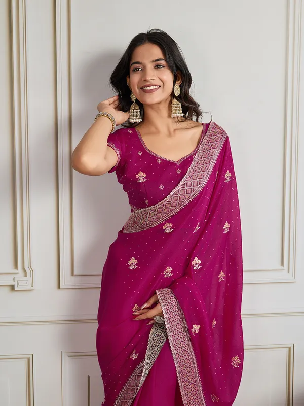 Magenta_Poly_Georgette_Saree_For_Women