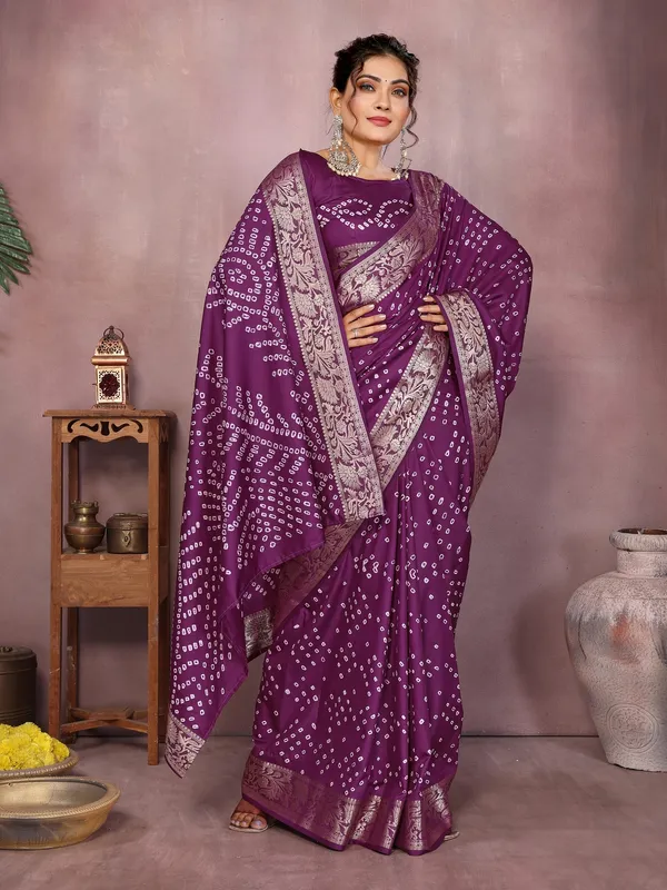 Purple_Silk_Blend_Saree_For_Women