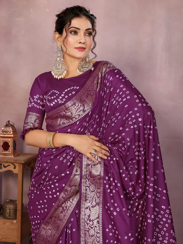 Purple_Silk_Blend_Saree_For_Women