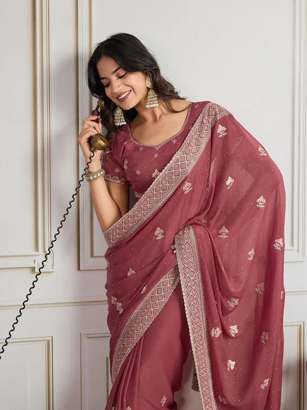 Maroon_Poly_Georgette_Saree_For_Women