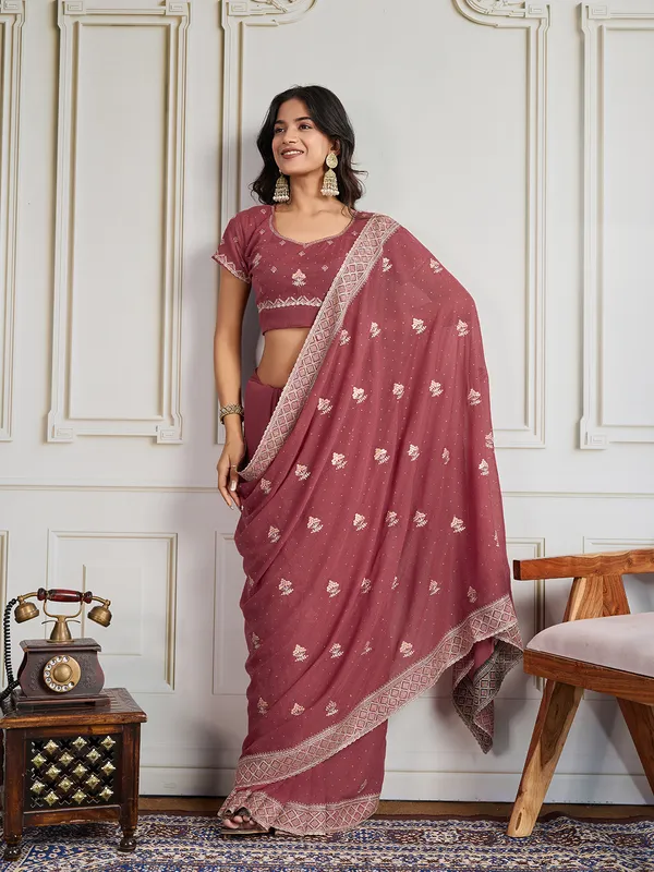 Maroon_Poly_Georgette_Saree_For_Women