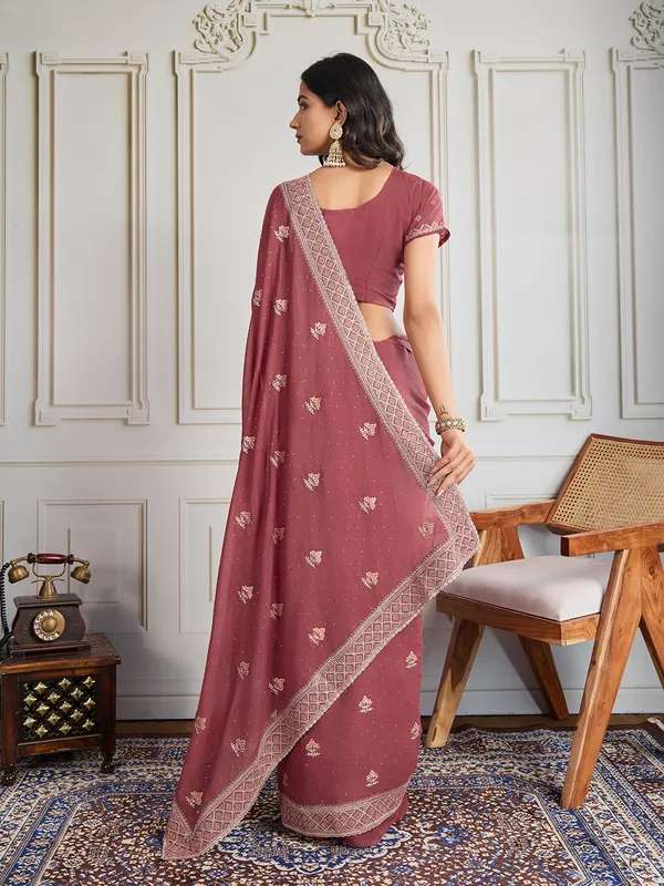 Maroon_Poly_Georgette_Saree_For_Women